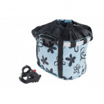 Košík na riadidlá Clip modrý s kvietkami